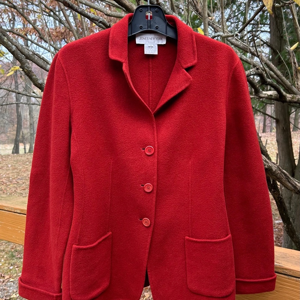 Jones New York Brick Red Wool Blazer, Size 12 - Picture 4 of 16